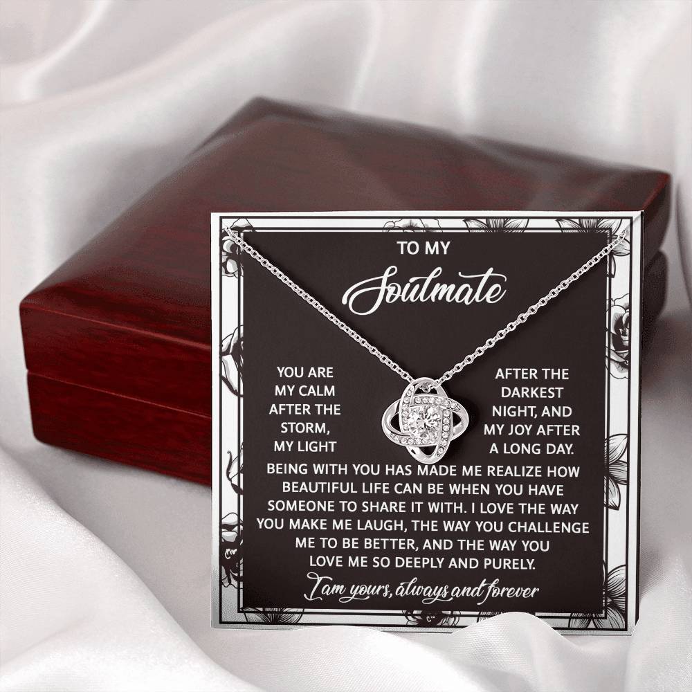 To My Soulmate Jewelry Gift - Love Knot Forever Necklace - Deeply and Purely