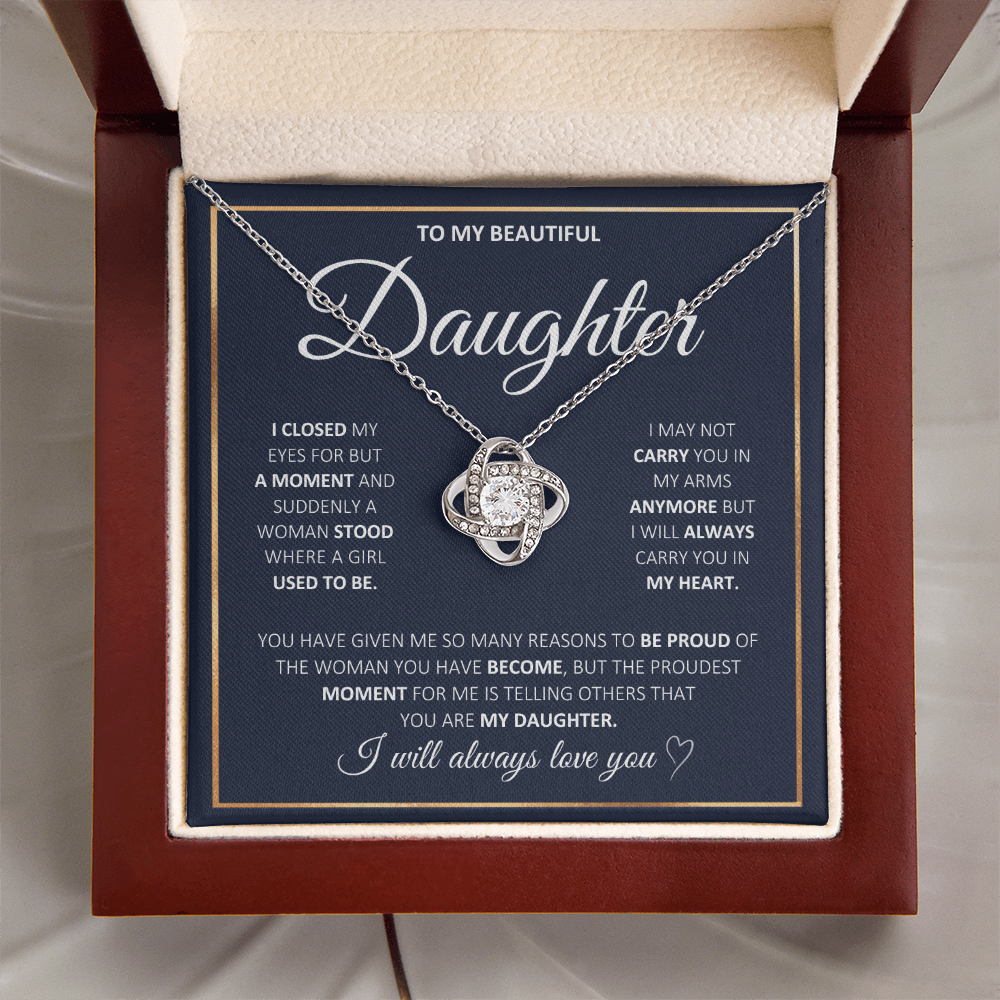 Graduation Gift for Daughter | Love Knot Necklace | “I Will Always Carry You In My Heart” | Meaningful Jewelry Gift