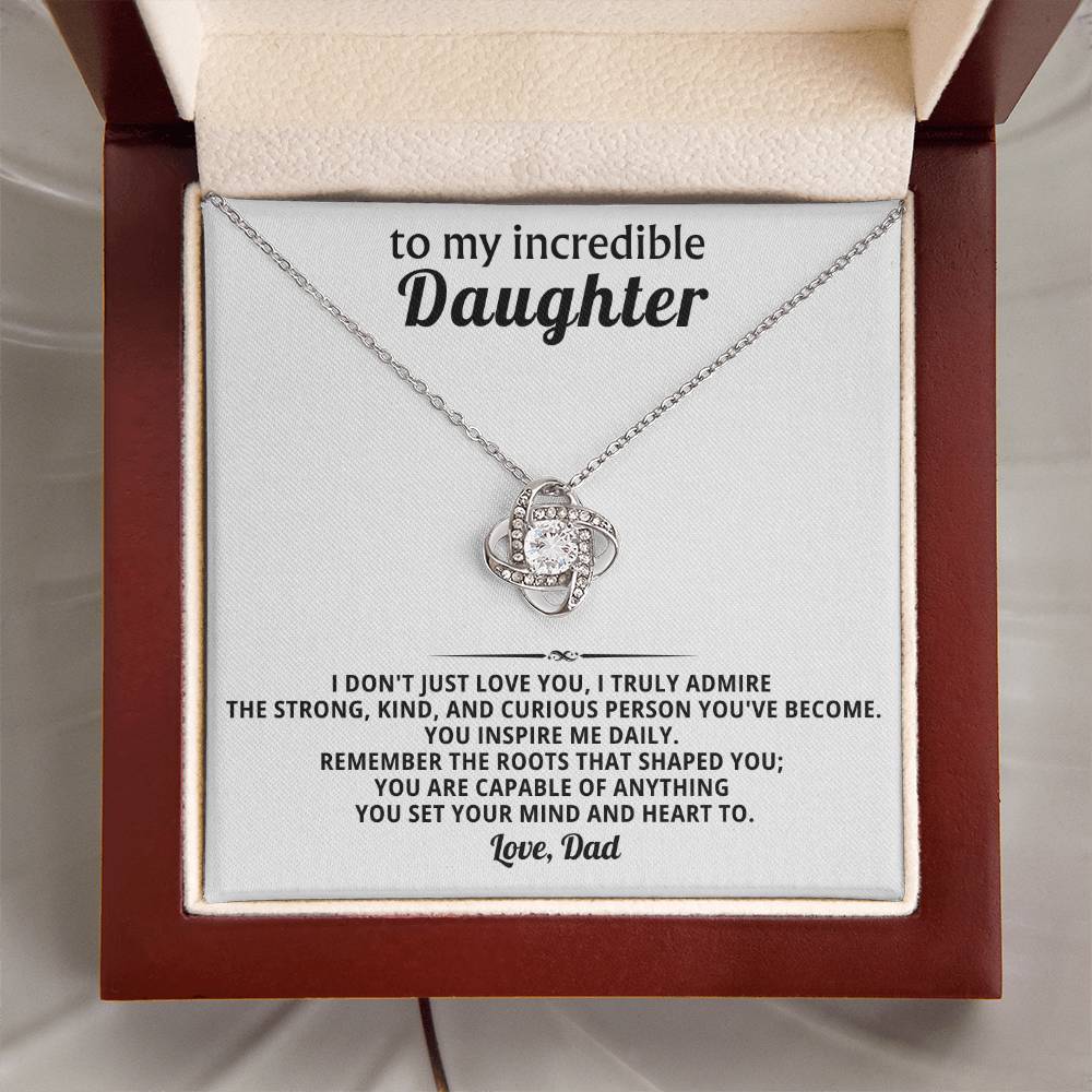 To My Daughter - You Are Capable of Anything - Eternal Love Knot Necklace - Luxury Gift Box with LED - Price Includes Free Shipping