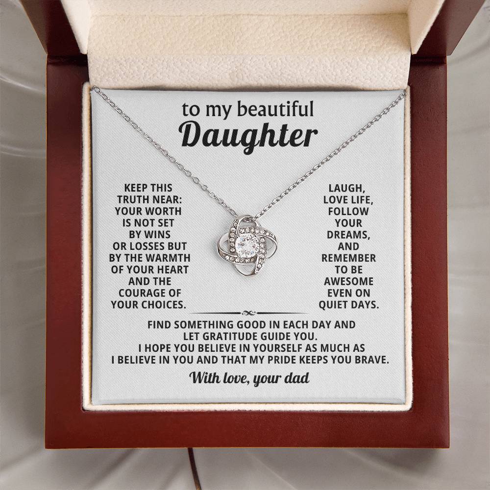 To My Daughter - My Pride - Eternal Love Knot Necklace - Luxury Gift Box with LED - Price Includes Shipping