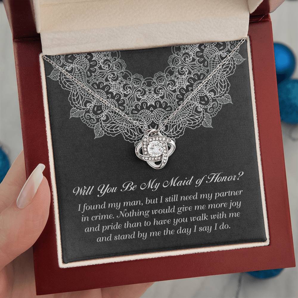 Maid of Honor Gift - Love Knot Necklace - Partner in Crime