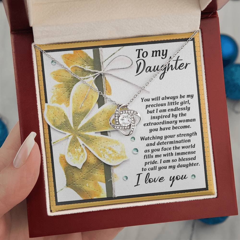 To My Daughter Jewelry Gift - I'm Blessed To Call You My Daughter - Love Knot Necklace