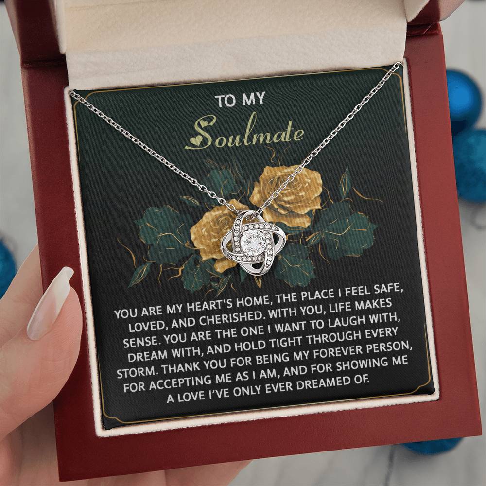 To My Soulmate Jewelry Gift - Love Knot Forever Necklace - Thanks For Being My Forever Person