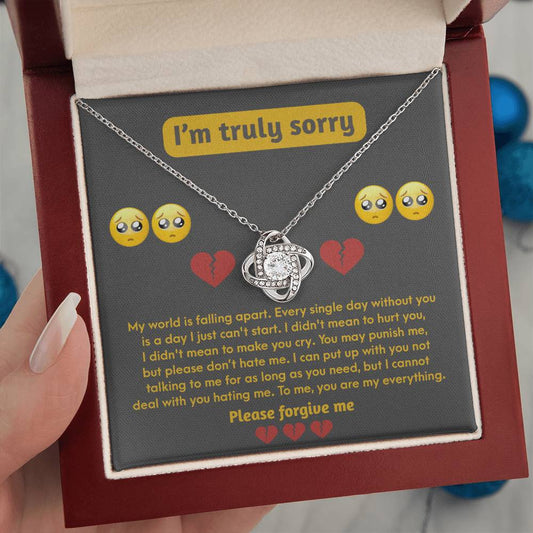 Apology Jewelry Gift - Love Knot Necklace - I Didn't Mean To Make You Cry