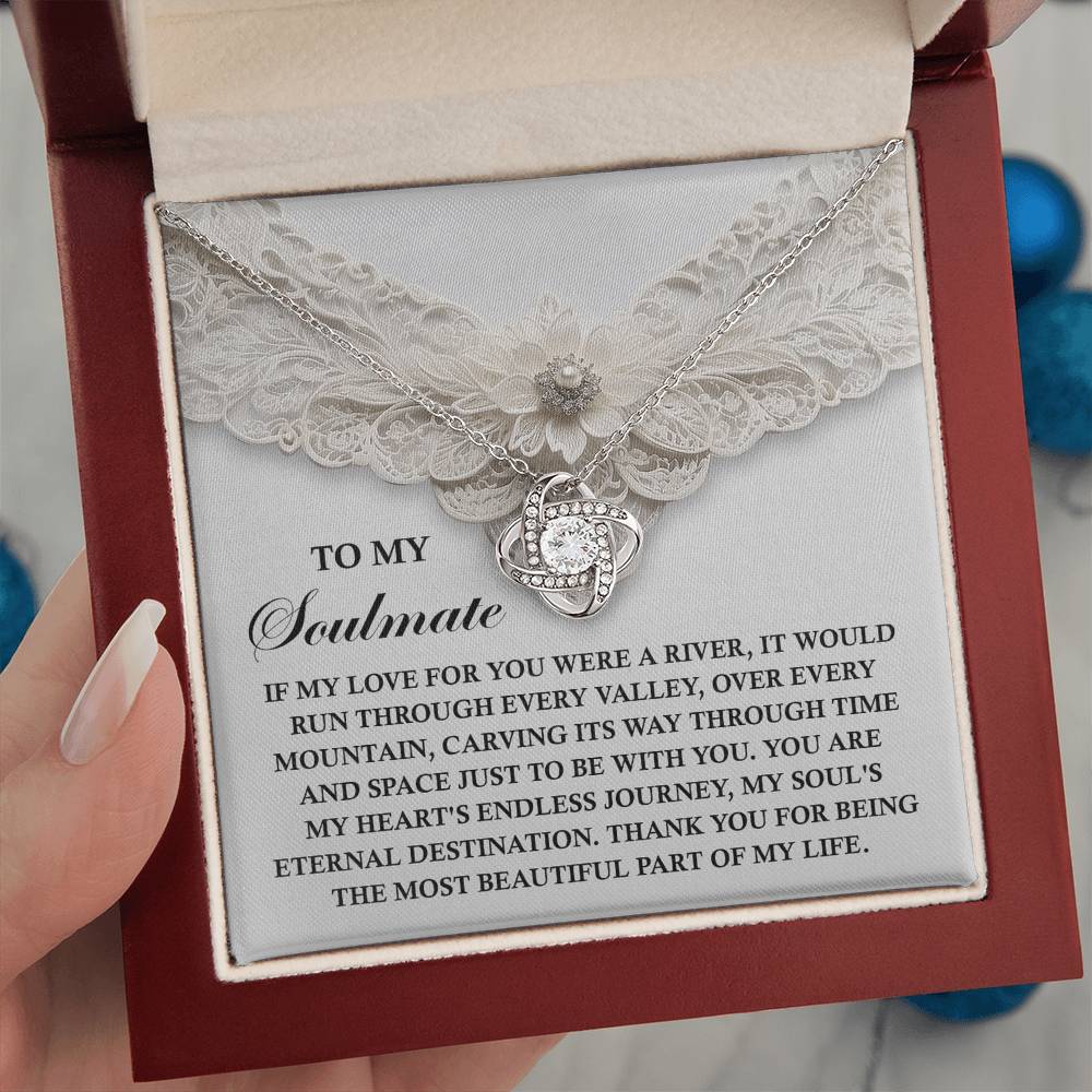 To My Soulmate Jewelry Gift - Love Knot Forever Necklace with Heartfelt Message Card From You - Eternal Destination
