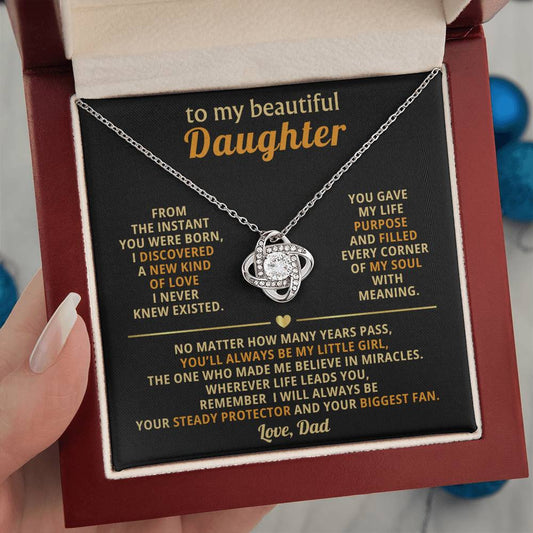 To My Daughter - I'm Your Biggest Fan - Eternal Love Knot Necklace - Luxury Gift Box with LED - Price Includes Free Shipping