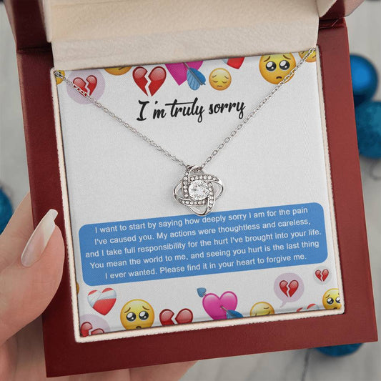 Apology Jewelry Gift - Love Knot Necklace - How Deeply Sorry