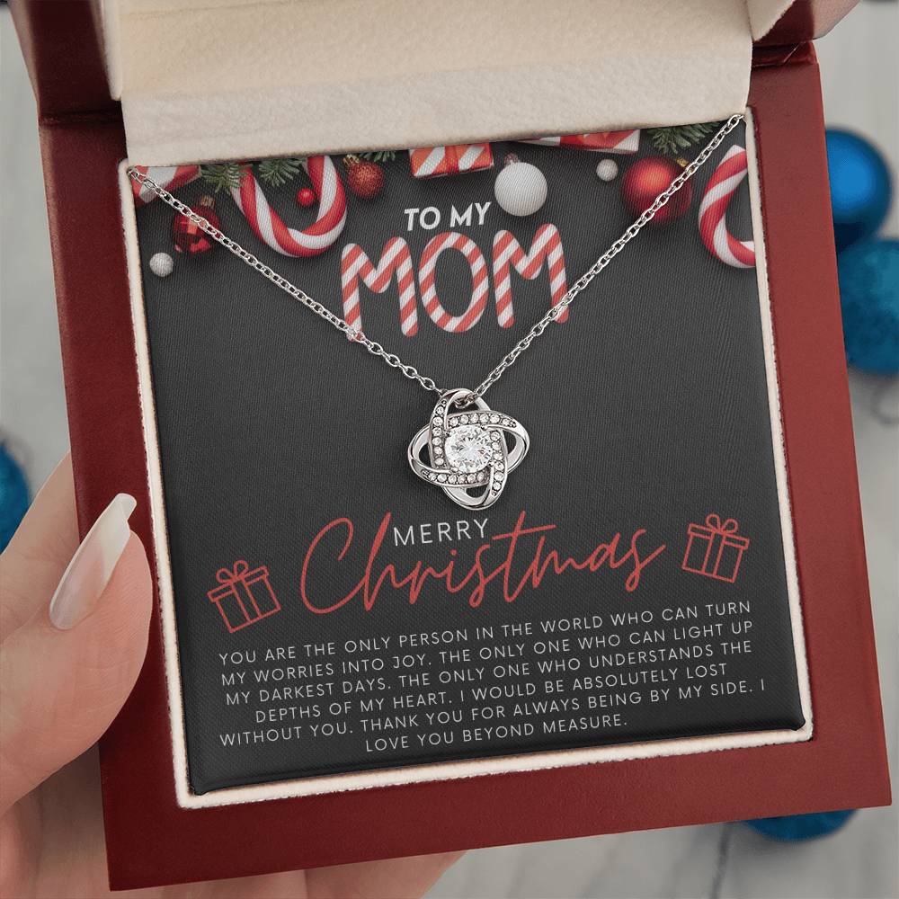 To My Mom Jewelry Gift for Christmas - You Turn My Worries Into Joy - Love Knot Necklace