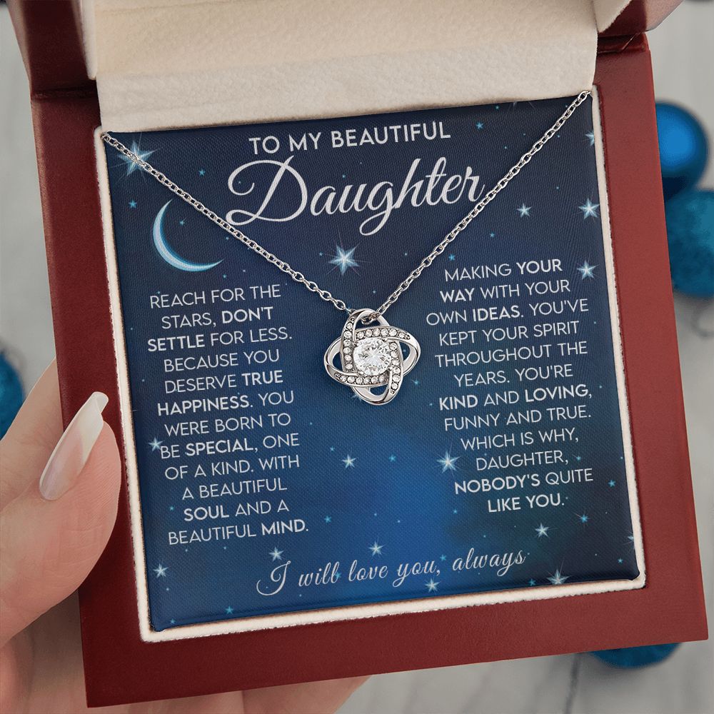 Daughter - Reach for the Stars Love Knot  Necklace