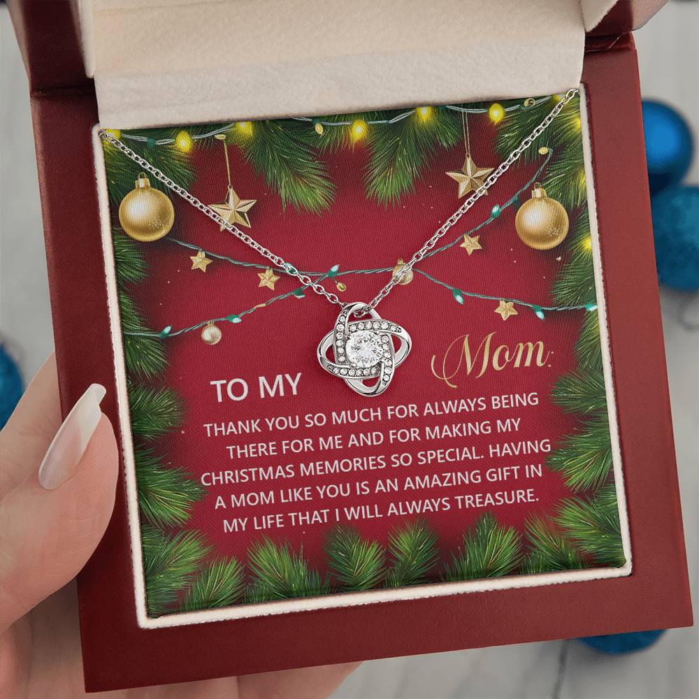 To My Mom Jewelry Gift - Christmas Memories -  Love Knot Necklace