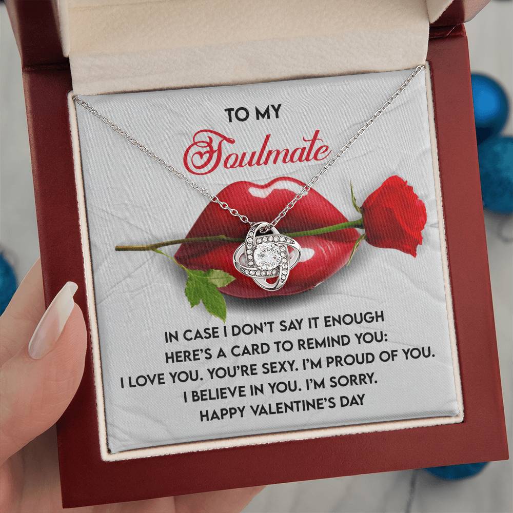 To My Soulmate Jewelry Gift - Love Knot Forever Necklace with Heartfelt Message Card From You - Don't Say It