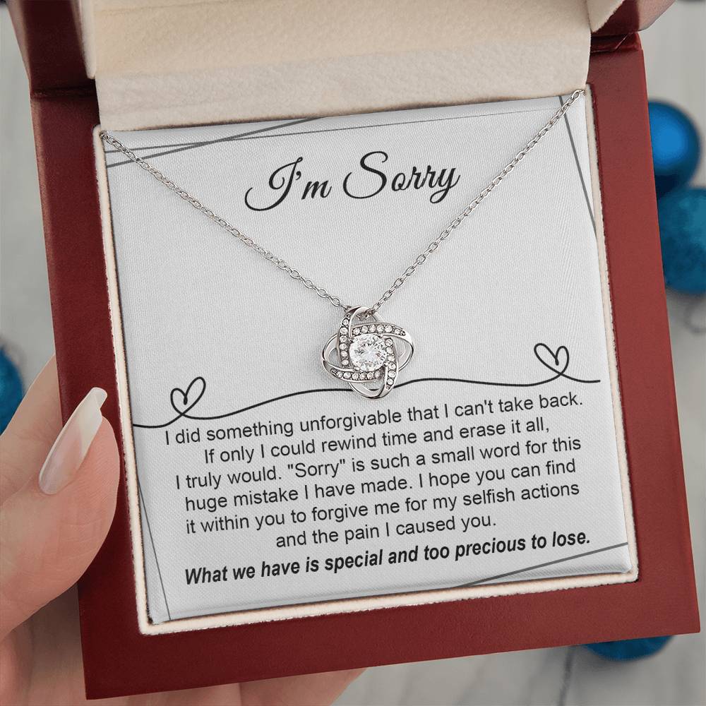 I'm Sorry Gift For Her - Love Knot Necklace - Breaking My Heart