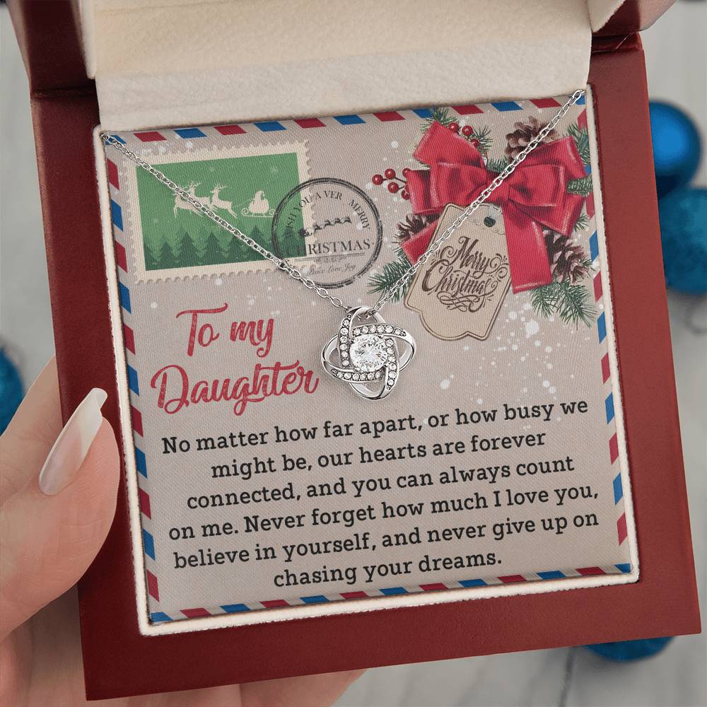 Daughter Jewelry Gift - Knot Of Love Necklace - Our Hearts Are Forever Connected