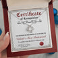 Bridesmaid Gift - Love Knot Necklace Gift - Certificate of Recognition