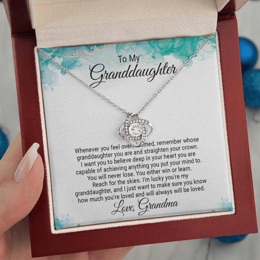 To My Granddaughter Jewelry Gift - Love Knot Forever Necklace - Straighten Your Crown