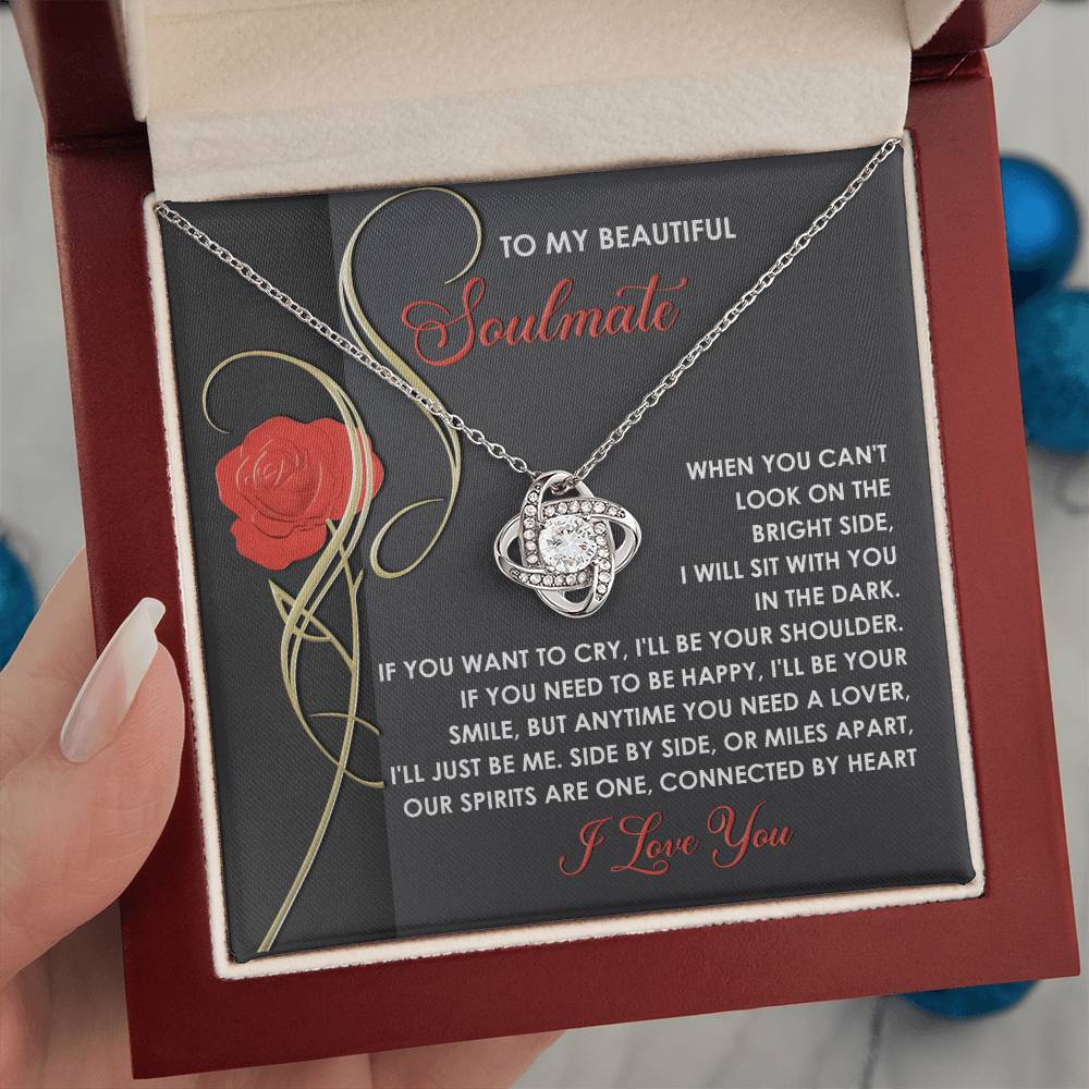 To My Soulmate Jewelry Gift - Love Knot Forever Necklace with Heartfelt Message Card From You - Be Me