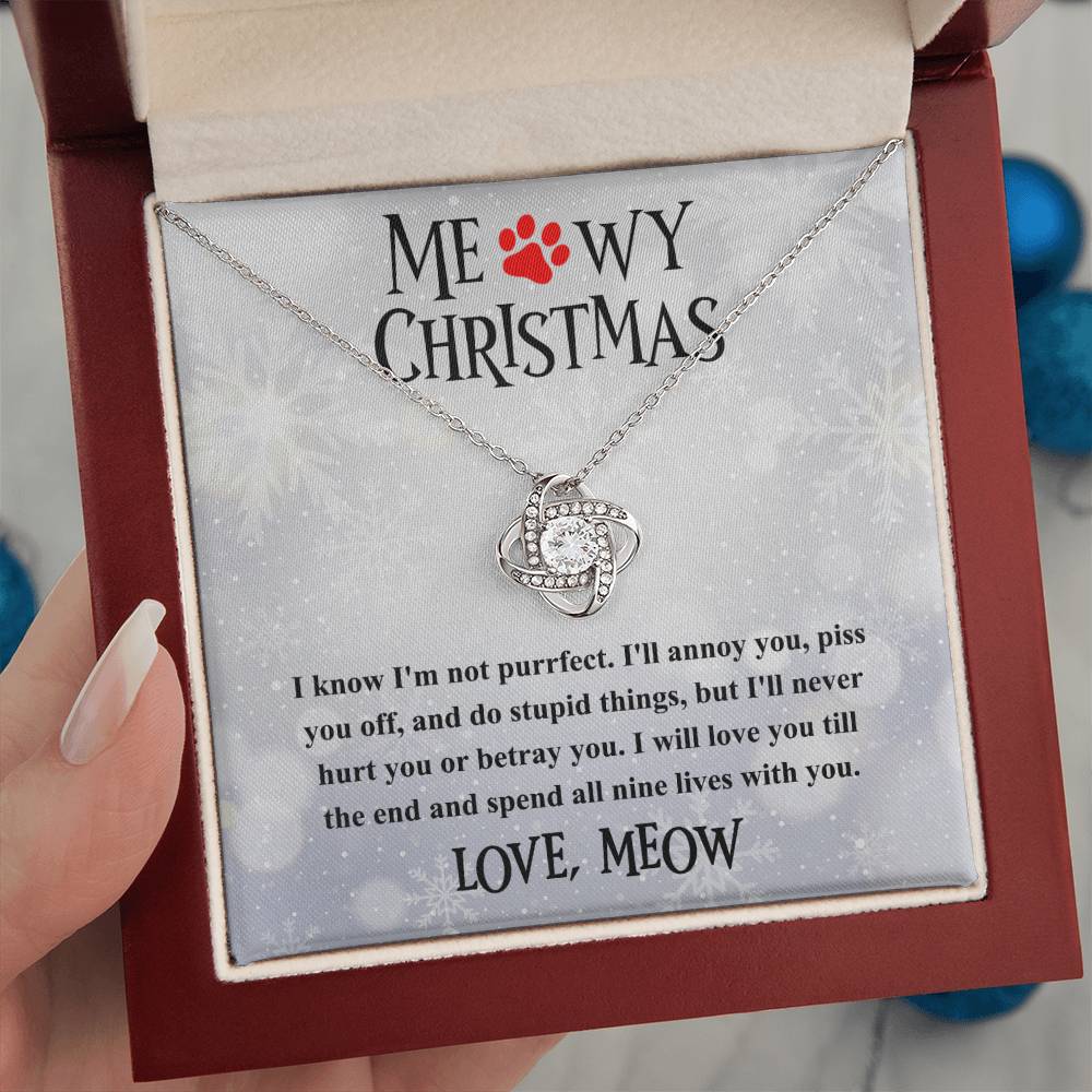 Cat Mom Jewelry Gift - Love Knot Necklace - Meowy Christmas