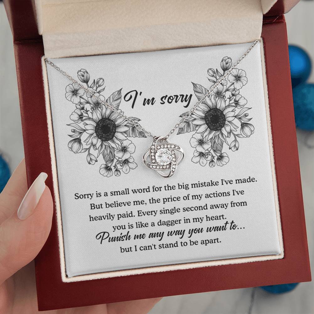 I'm Sorry Gift - Love Knot Necklace - Small Word