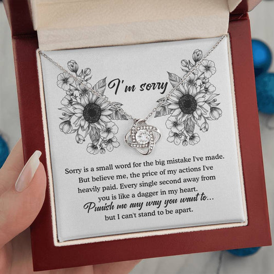 I'm Sorry Gift - Love Knot Necklace - Small Word