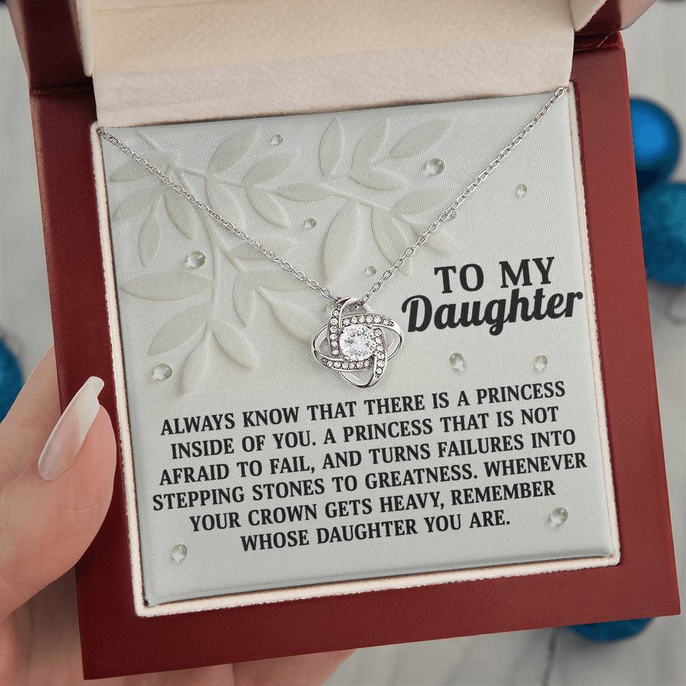 To My Daughter Jewelry Gift - There Is A Princess Inside Of You - Love Knot Necklace