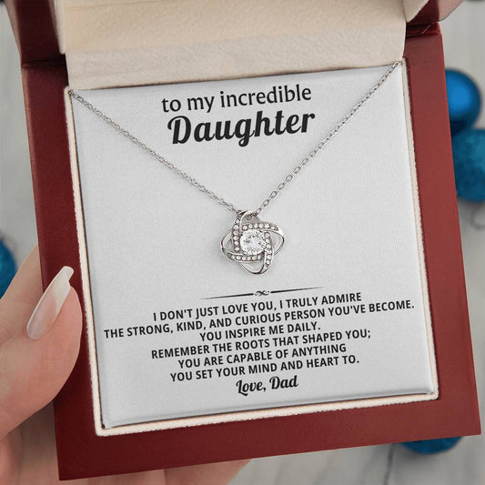 To My Daughter - You Are Capable of Anything - Eternal Love Knot Necklace - Luxury Gift Box with LED - Price Includes Free Shipping