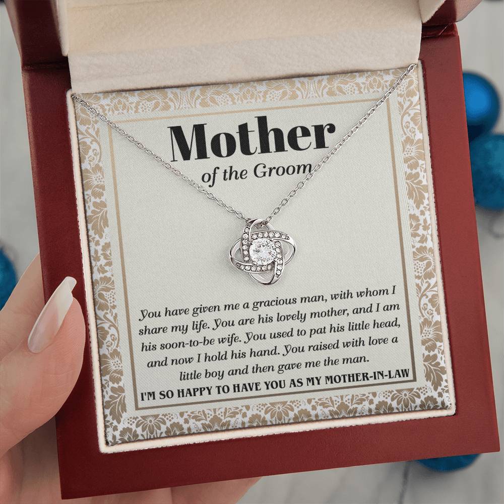 Mother In Law - Mother Of The Groom - Love Knot Necklace Gift - Happy To Have You