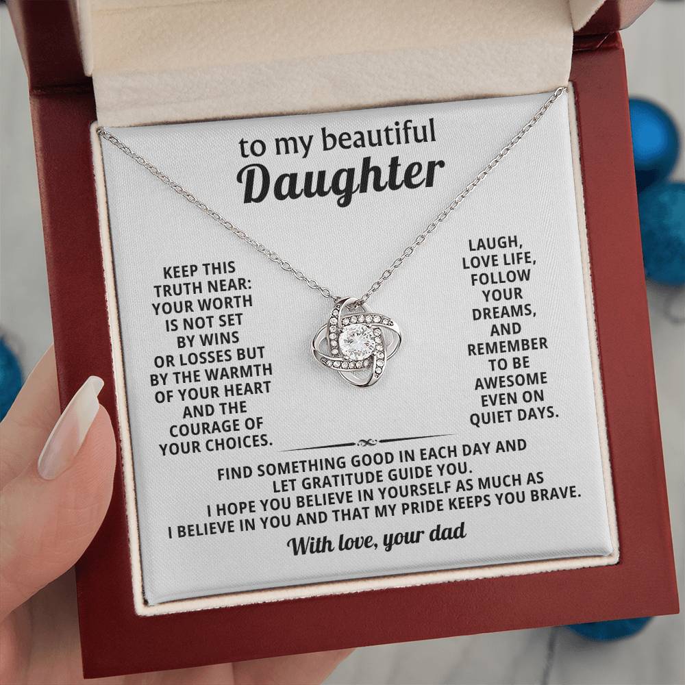 To My Daughter - My Pride - Eternal Love Knot Necklace - Luxury Gift Box with LED - Price Includes Shipping