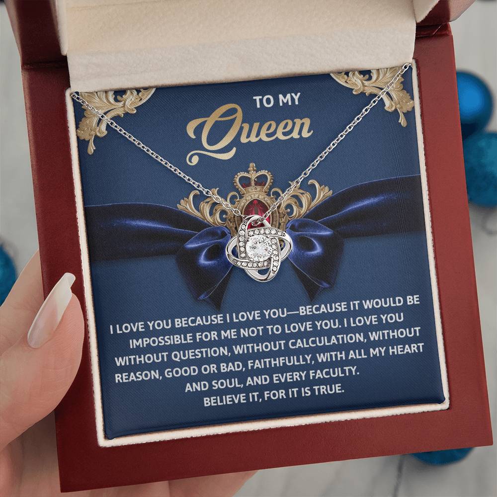 To My Queen Jewelry Gift - Love Knot Forever Necklace with Heartfelt Message Card From You - Every Faculty