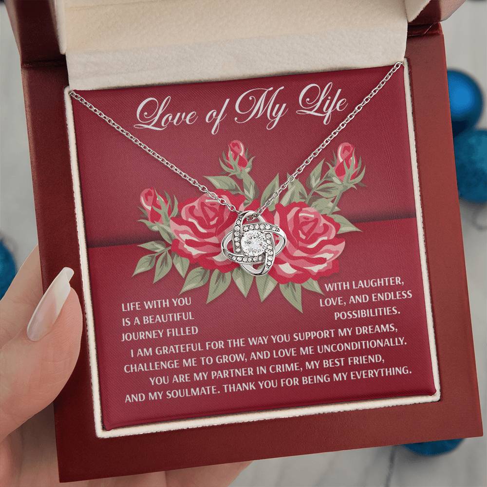 To The Love Of My Life Jewelry Gift - Love Knot Forever Necklace with Heartfelt Message Card From You - Endless Possibilities