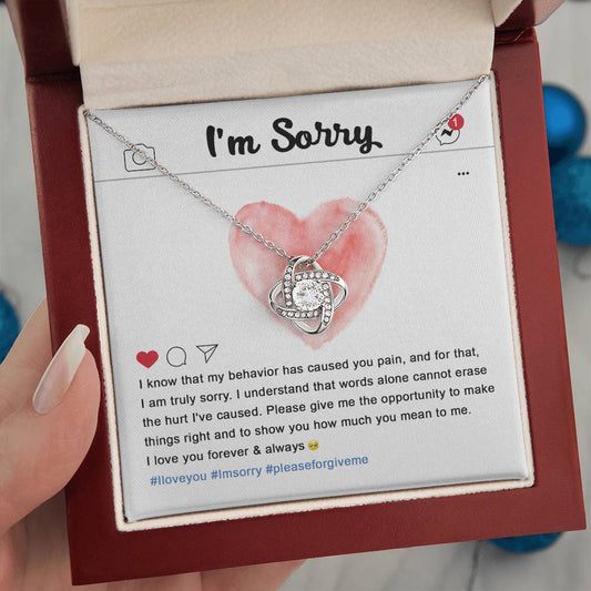 Apology Jewelry Gift - Love Knot Necklace - Cannot Erase