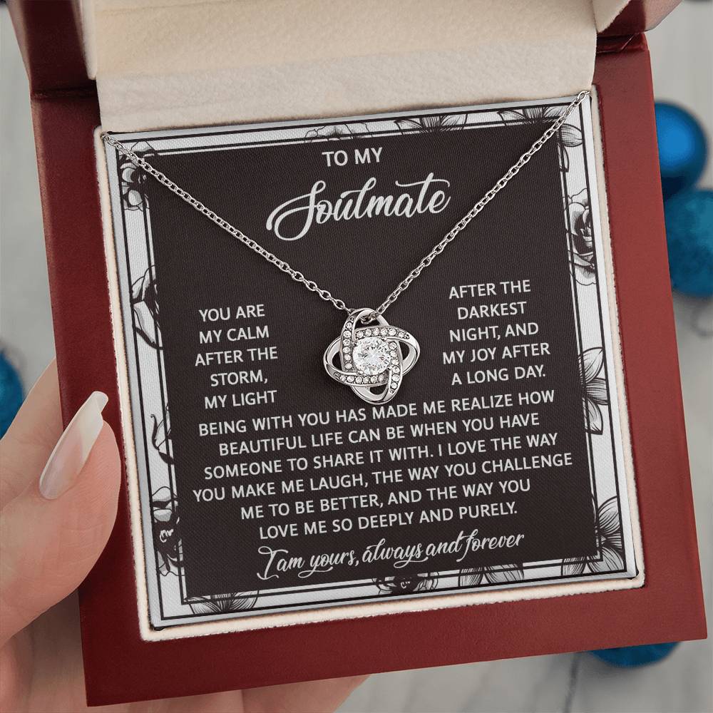 To My Soulmate Jewelry Gift - Love Knot Forever Necklace - Deeply and Purely