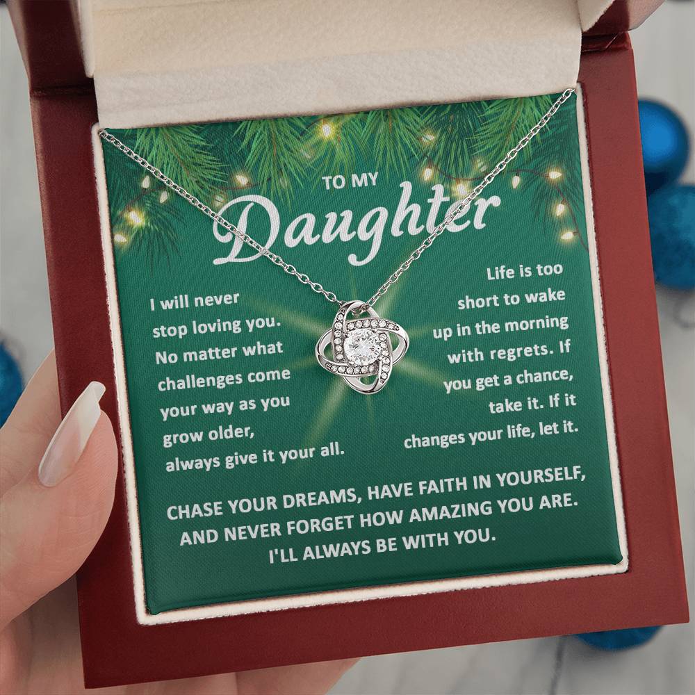 Daughter Jewelry Gift - Love Knot Necklace - Chase Your Dreams