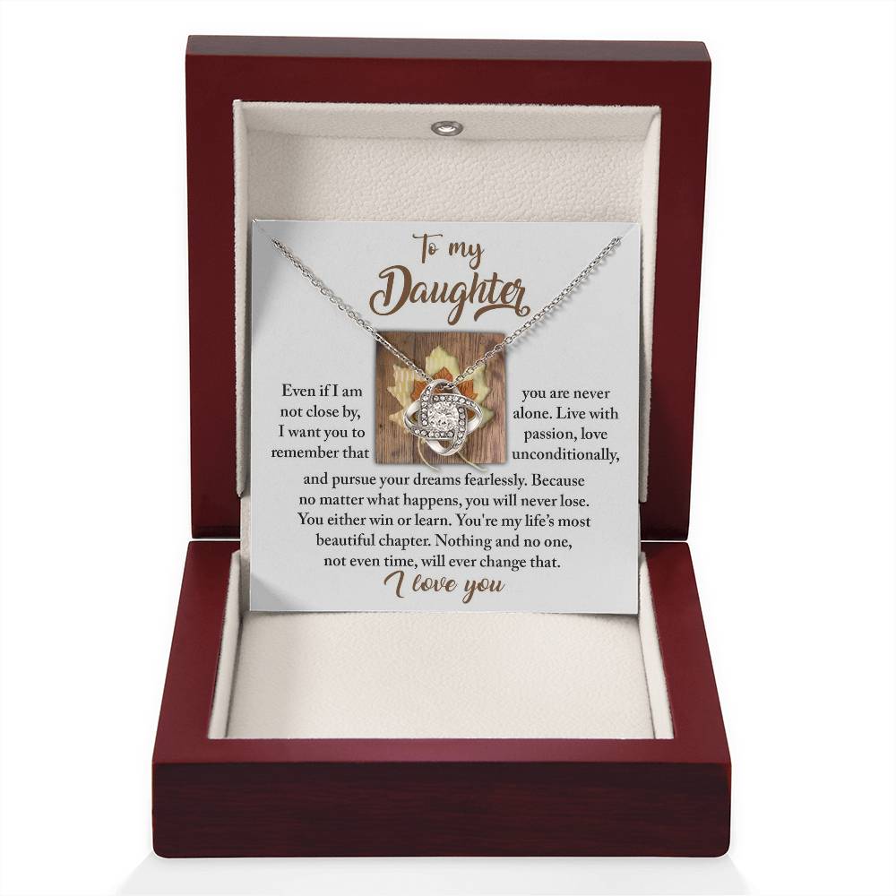 To My Daughter Jewelry Gift - Live With Passion, Love Unconditionally - Love Knot Necklace