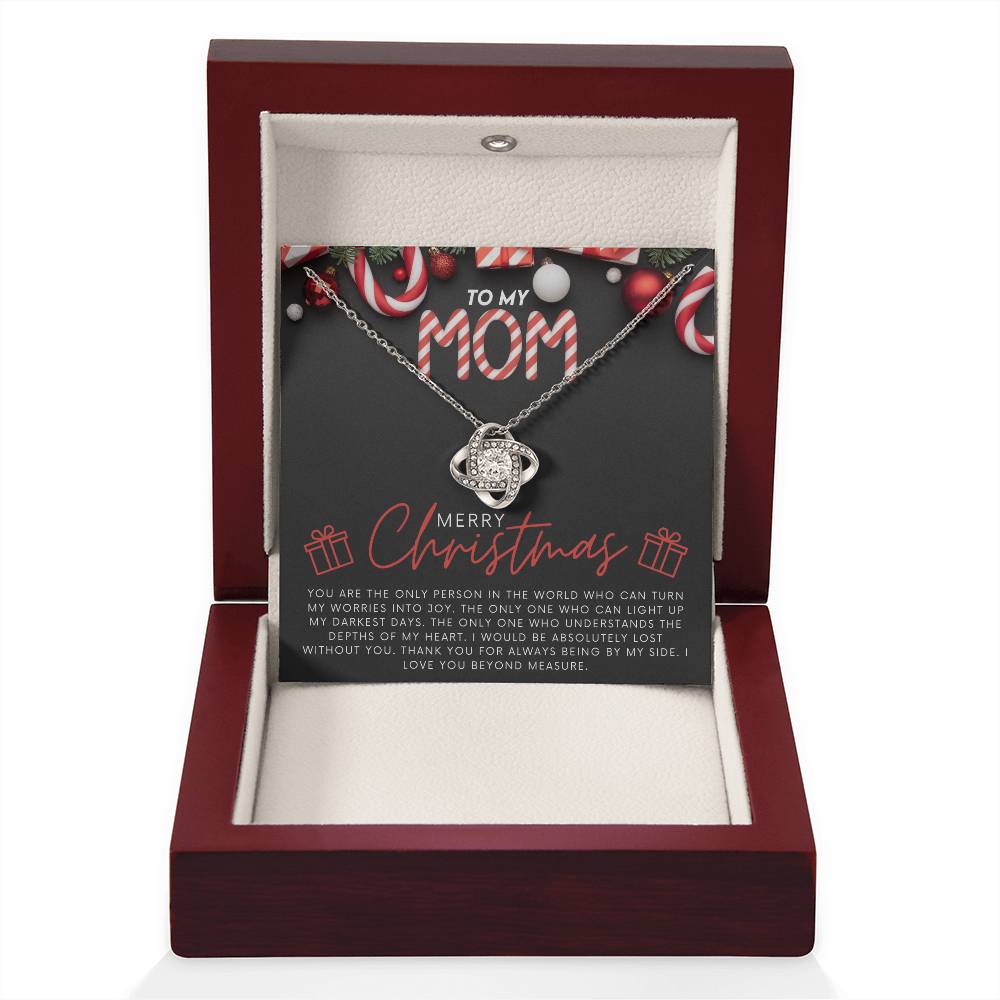 To My Mom Jewelry Gift for Christmas - You Turn My Worries Into Joy - Love Knot Necklace