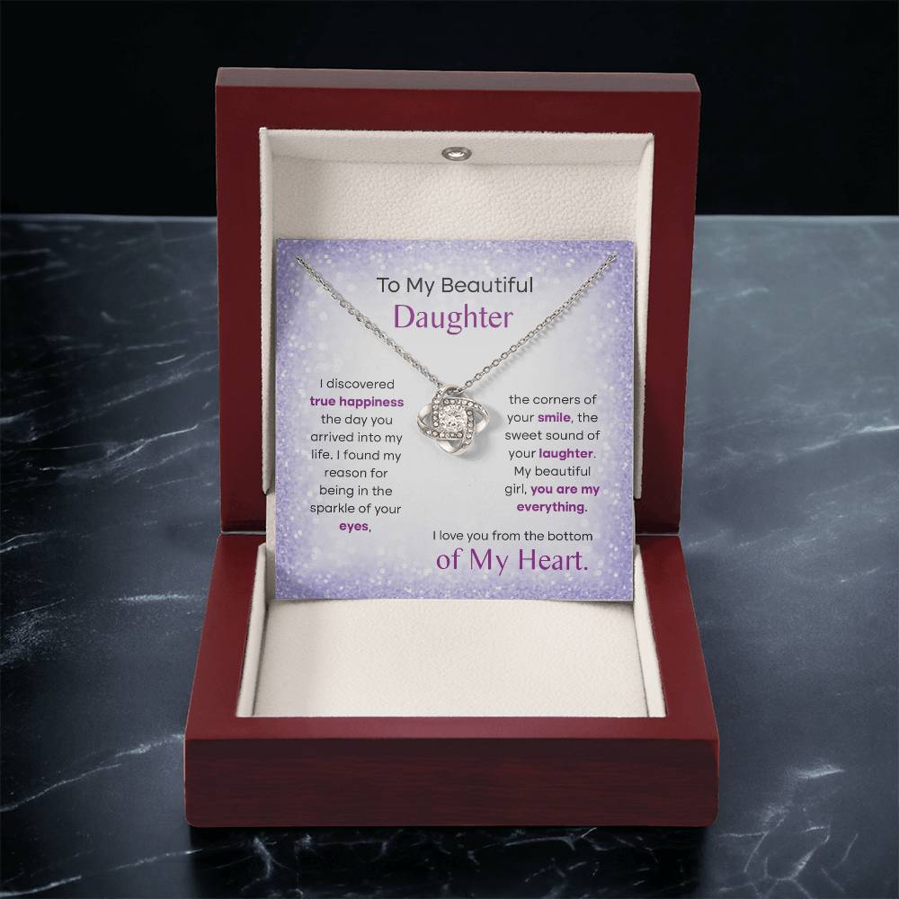 To My Beautiful Daughter Gift - Love Knot Necklace - All Of My Heart -Sweet Sound 3