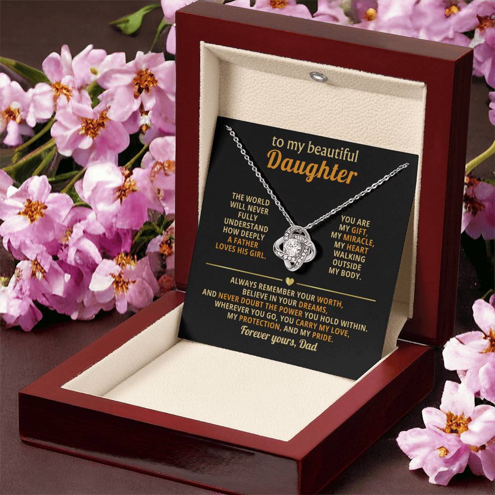To My Daughter - You Are My Gift - Eternal Love Knot Necklace - Luxury Gift Box with LED - Price Includes Free Shipping