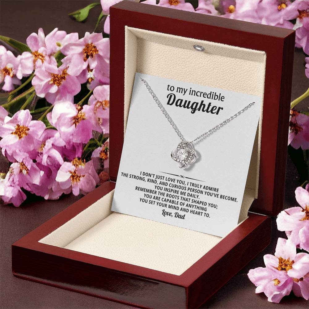 To My Daughter - You Are Capable of Anything - Eternal Love Knot Necklace - Luxury Gift Box with LED - Price Includes Free Shipping