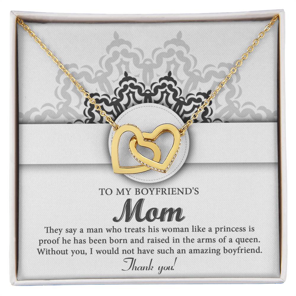 Boyfriends Mom Gift - Locked Hearts Necklace - In The Arms Of A Queen