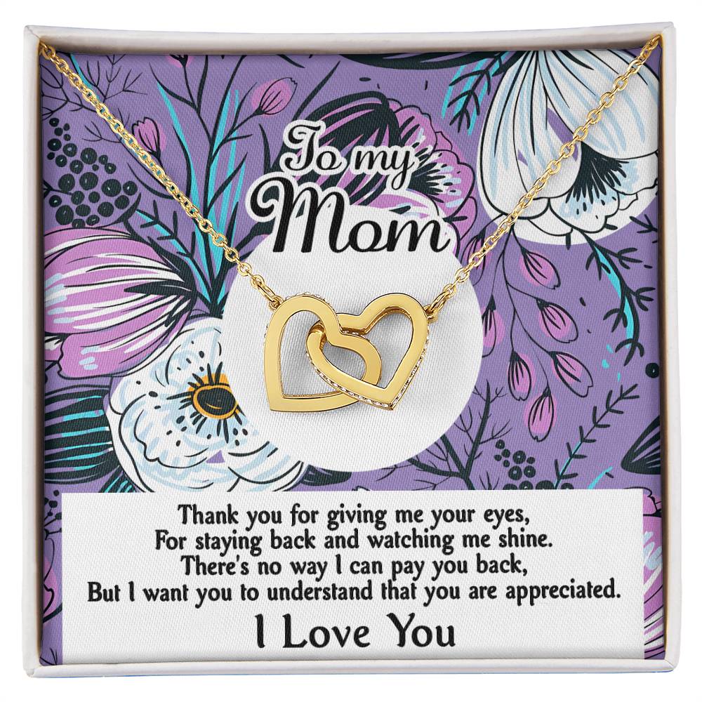 Mom Jewelry Gift - Locked Hearts Necklace - You Are Appreciated