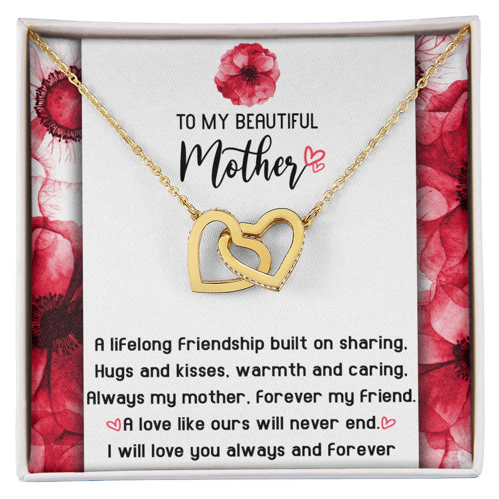 Mom Jewelry Gift - Locked Hearts Necklace - Will Never End