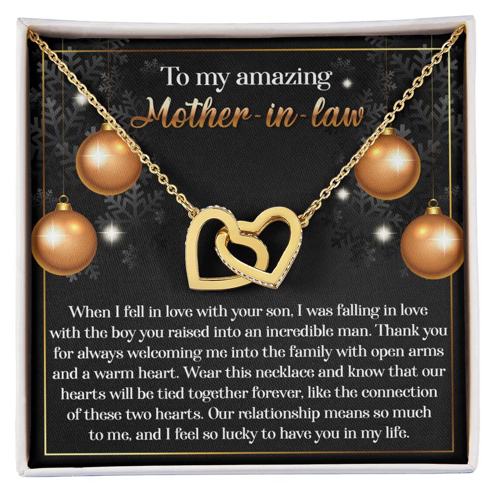 Mother-in-Law Jewelry Gift - Interlocking Hearts Necklace - Two Hearts