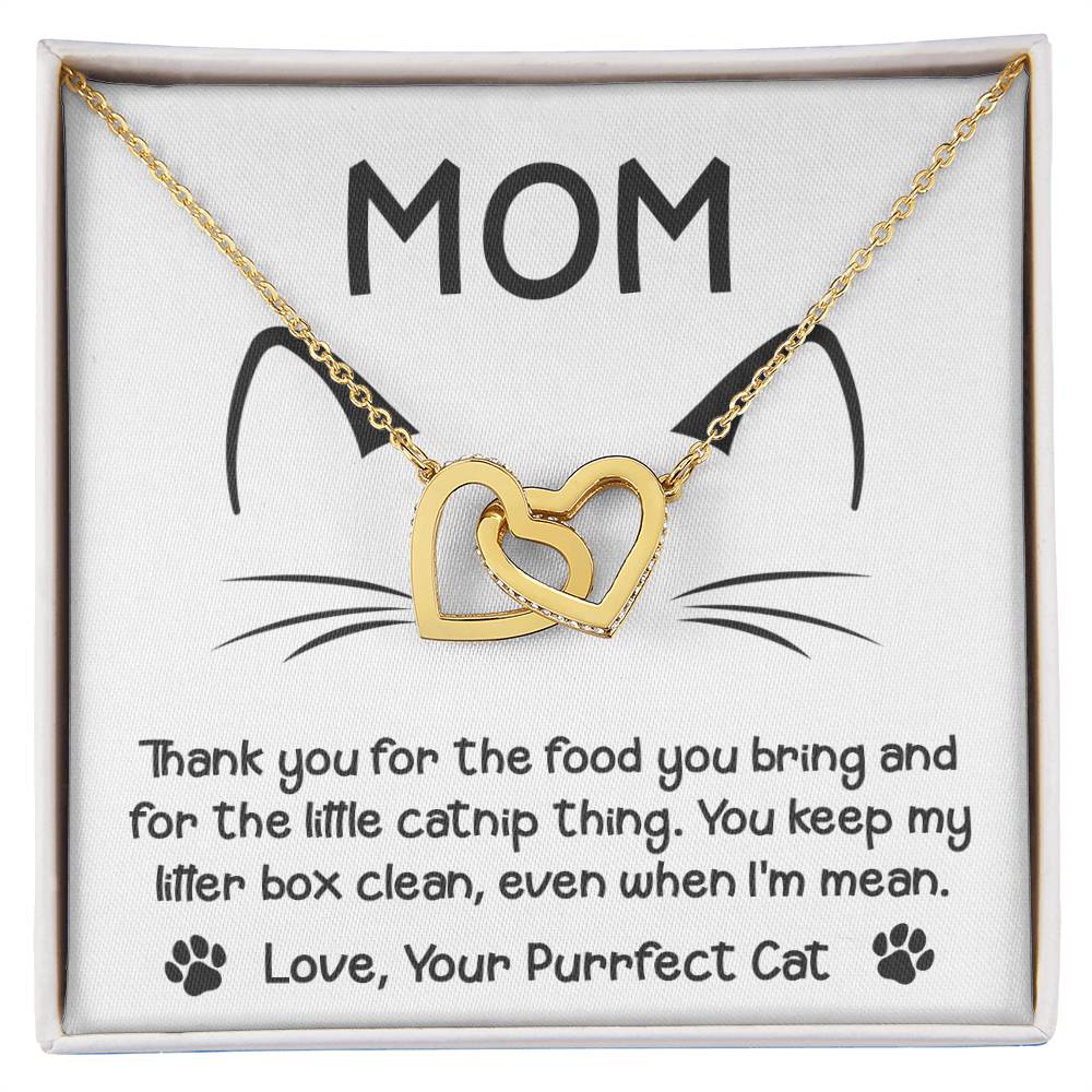 Cat Mom Gift - Locked Hearts Necklace - When I'm Mean