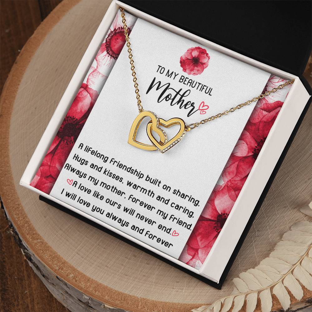 Mom Jewelry Gift - Locked Hearts Necklace - Will Never End