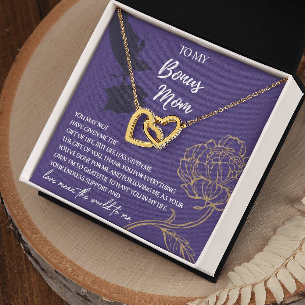 Bonus Mom Gift - Locked Hearts Necklace - Your Endless Support