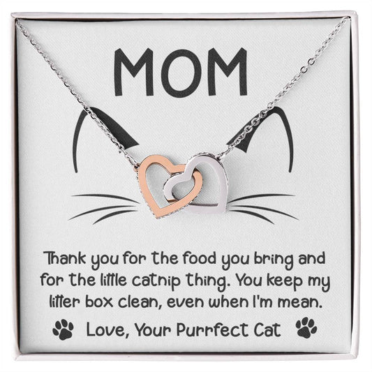 Cat Mom Gift - Locked Hearts Necklace - When I'm Mean