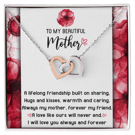 Mom Jewelry Gift - Locked Hearts Necklace - Will Never End