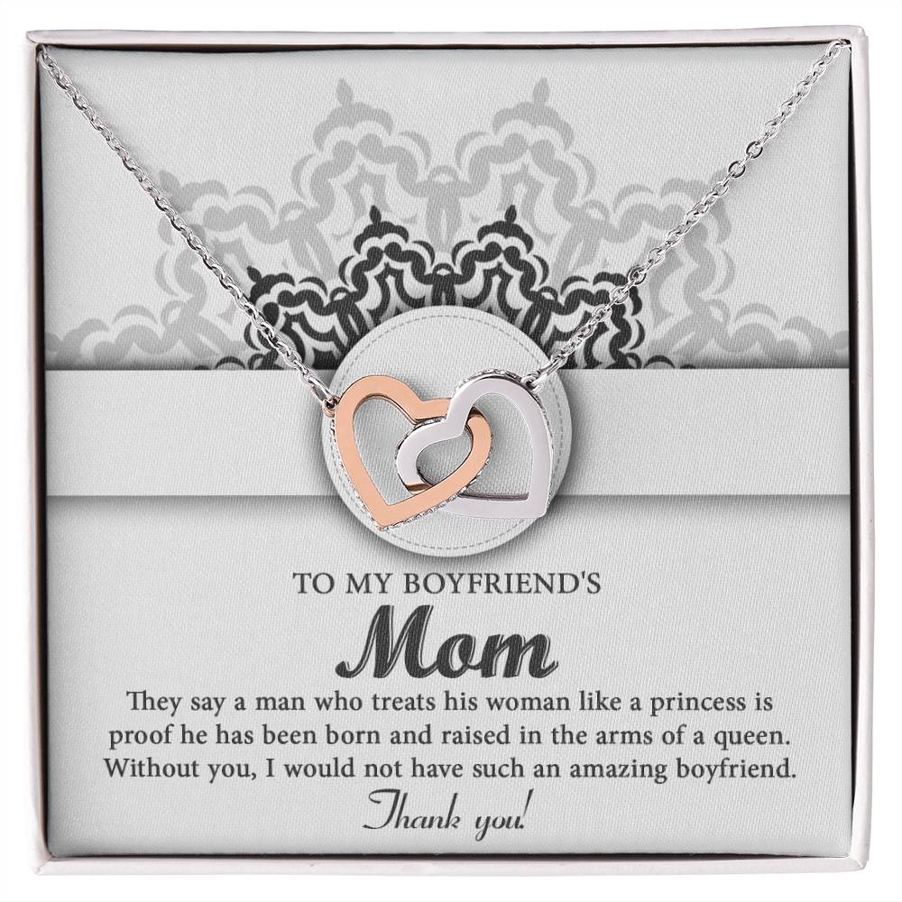 Boyfriends Mom Gift - Locked Hearts Necklace - In The Arms Of A Queen