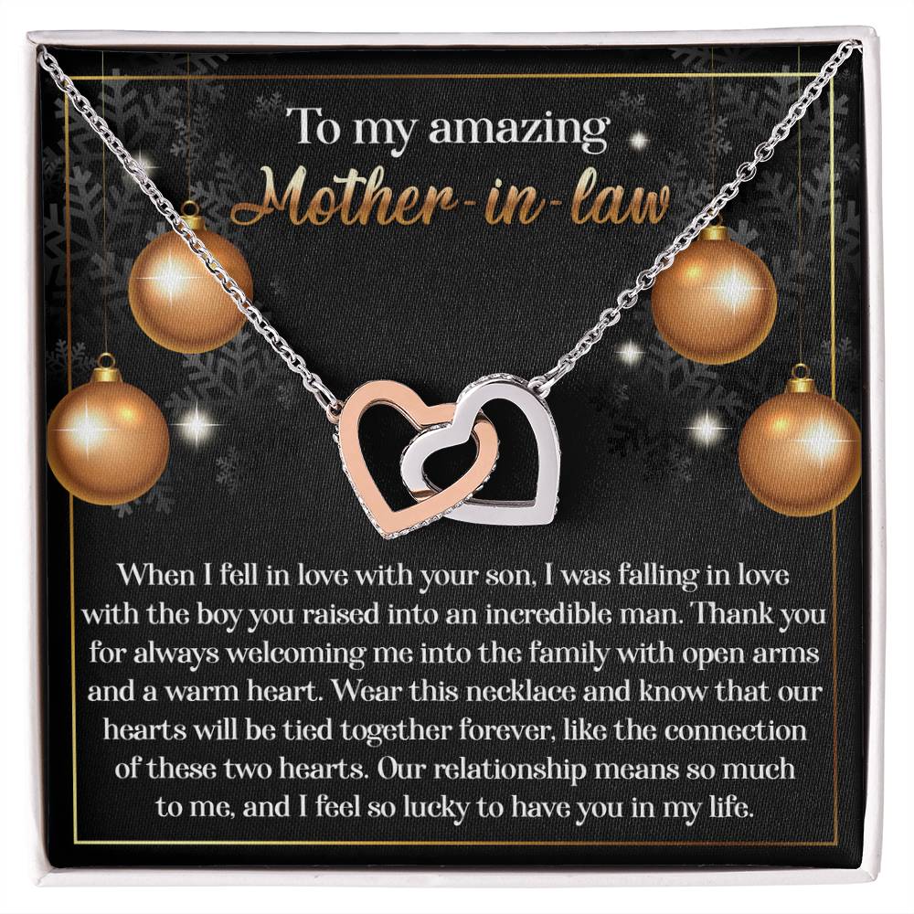 Mother-in-Law Jewelry Gift - Interlocking Hearts Necklace - Two Hearts