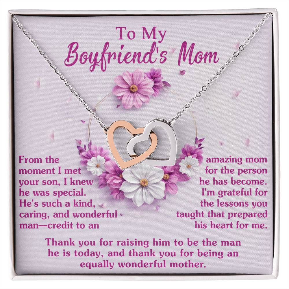 Boyfriends Mom Gift - Locked Hearts Necklace - Wonderful Mother