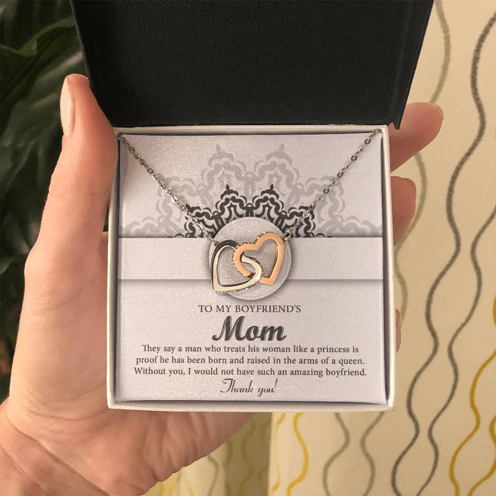 Boyfriends Mom Gift - Locked Hearts Necklace - In The Arms Of A Queen